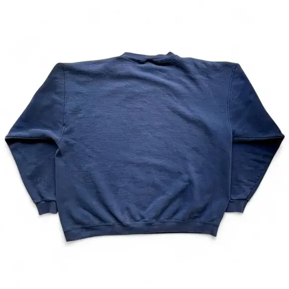 Vintage 90s USA Made Nike Big Swoosh Oval Crewneck Sweatshirt Navy Blue XL